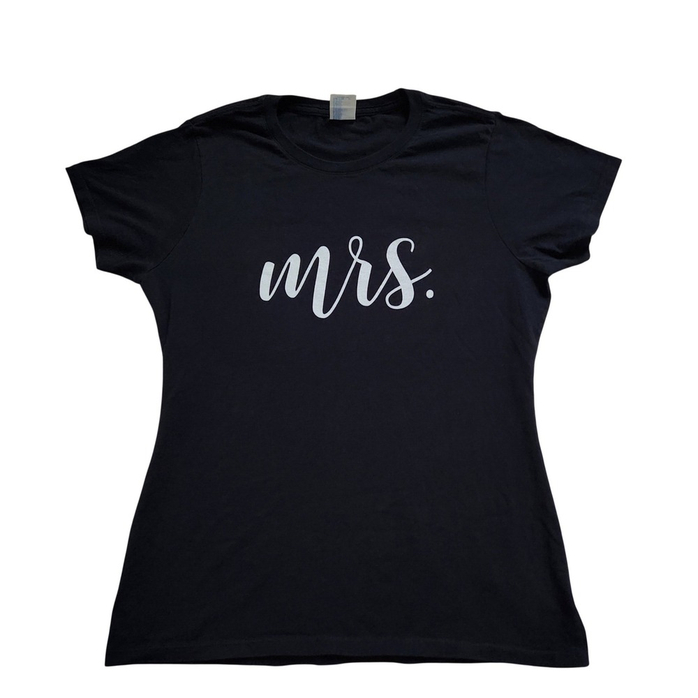 Women's Mrs Black Short Sleeve t shirt Cotton size M‎